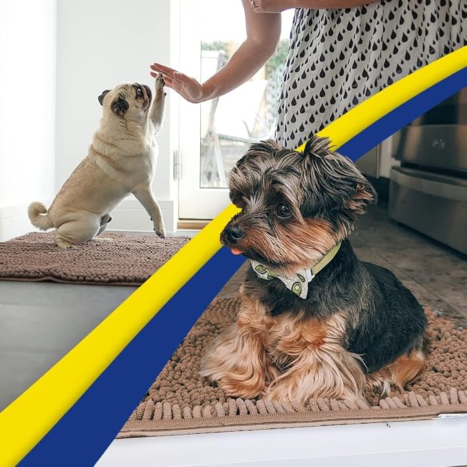 Muddy Mat® | Super Water Absorbent Door Mat Indoor, Microfiber Quick Dry Chenille Entryway Rug, Slip Resistant Front Door Mat, Indoor Mats for Entryway, Machine Washable Pet Rug, Tan 5ft x 7ft