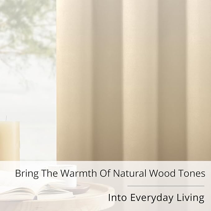 Wood Tone Gradient Blackout Curtains, 100% Blackout, Nordic Minimalist Thermal Insulated Noise Reducing Drapes, 2 Panels, Each W52xL84