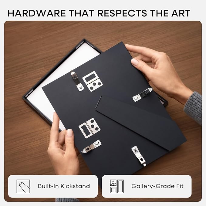 Homeforia A5 Picture Frame Black, High End Metal 5.8x8.3 Frames Matted to 4.1x5.8 Print, A5 Photo Frame with Mat A6, 5.8 x 8.3 Poster Frame, 8.3x5.8 Display Frames, Tempered Glass, Wall Kit, Set of 2