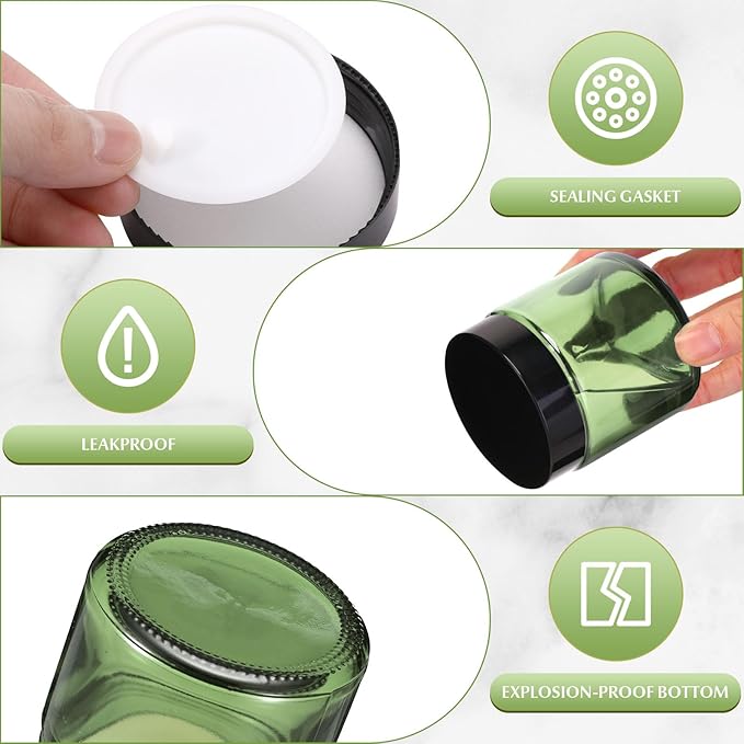 Norme 48 Pcs 4 oz Glass Jars with Lids Leakproof Round Airtight Empty Cosmetic Jars with Inner Liners Lid for Storing Lotions Powder Ointments Making Tins (Olive Green)