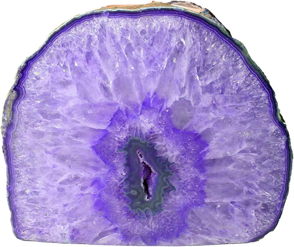 AMOYSTONE Purple Agate Rock Stone Candle Stand Cut Base 1.5-2.5 Lbs for Home Décor