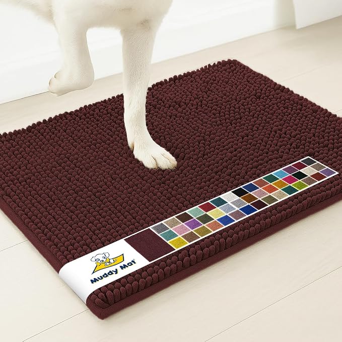 Muddy Mat® | Super Water Absorbent Door Mat Indoor, Microfiber Quick Dry Chenille Entryway Rug, Slip Resistant Front Door Mat, Indoor Mats for Entryway, Machine Washable Pet Rug, Rust 3ft x 5ft