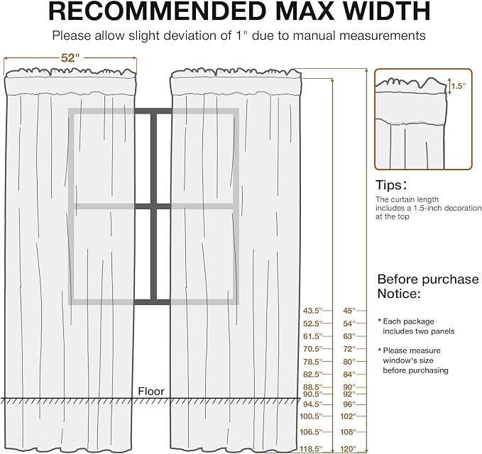 Anmao Non-See-Through Olive Green Privacy Semi Sheer Curtains for Living Room 96 Inch Length 2 Panels Set, Light Filtering That Let Light in Rod Pocket Window Drapes for Bedroom, 52W x 96L, Dark Green