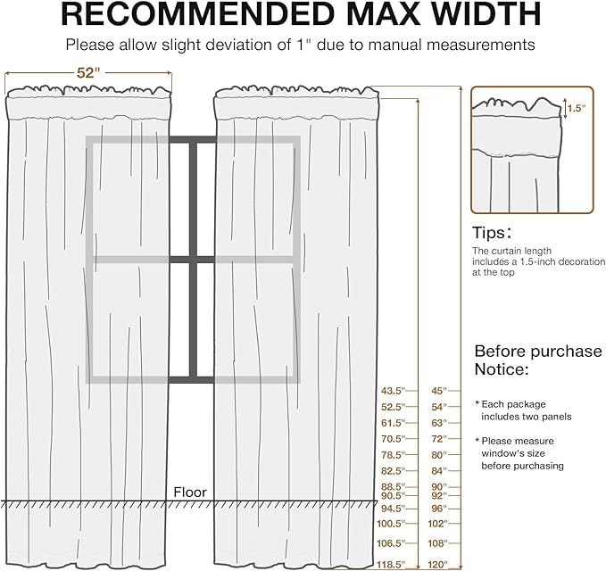 Anmao Non-See-Through Olive Green Privacy Semi Sheer Curtains for Living Room 108 Inch Length 2 Panels Set, Light Filtering That Let Light in Rod Pocket Window Drapes for Bedroom, 52Wx108L, Dark Green