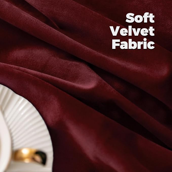 BGment Burgundy Red Velvet Blackout Curtains 72 Inches Long for Bedroom, Elegant Thermal Insulated Room Darkening Curtains with Back Tab Rod Pocket for Christmas/Living Room, 2 Panels, 52 x 72 Inch