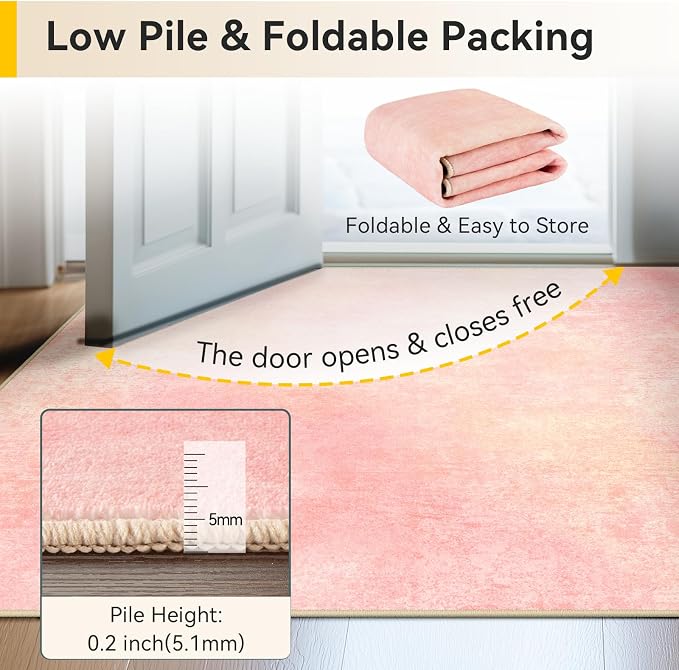 RELEANY Washable Area Rugs 9'x12' Non-Slip Modern Abstract Soft for Living Room Entryway Bedroom Kitchen, Print Pattern, Light Pink