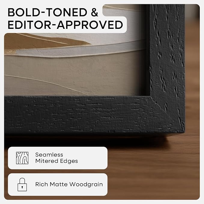 Homeforia 15x21.25 Black Wood Puzzle Frame, High End Oak 15 x 21.25 Frames without Mat, Wooden 21.25x15 Thin Hanging Picture Frame for Wall, 15by21.25 Poster Frames, Tempered Glass, Wall Kit, Set of 1