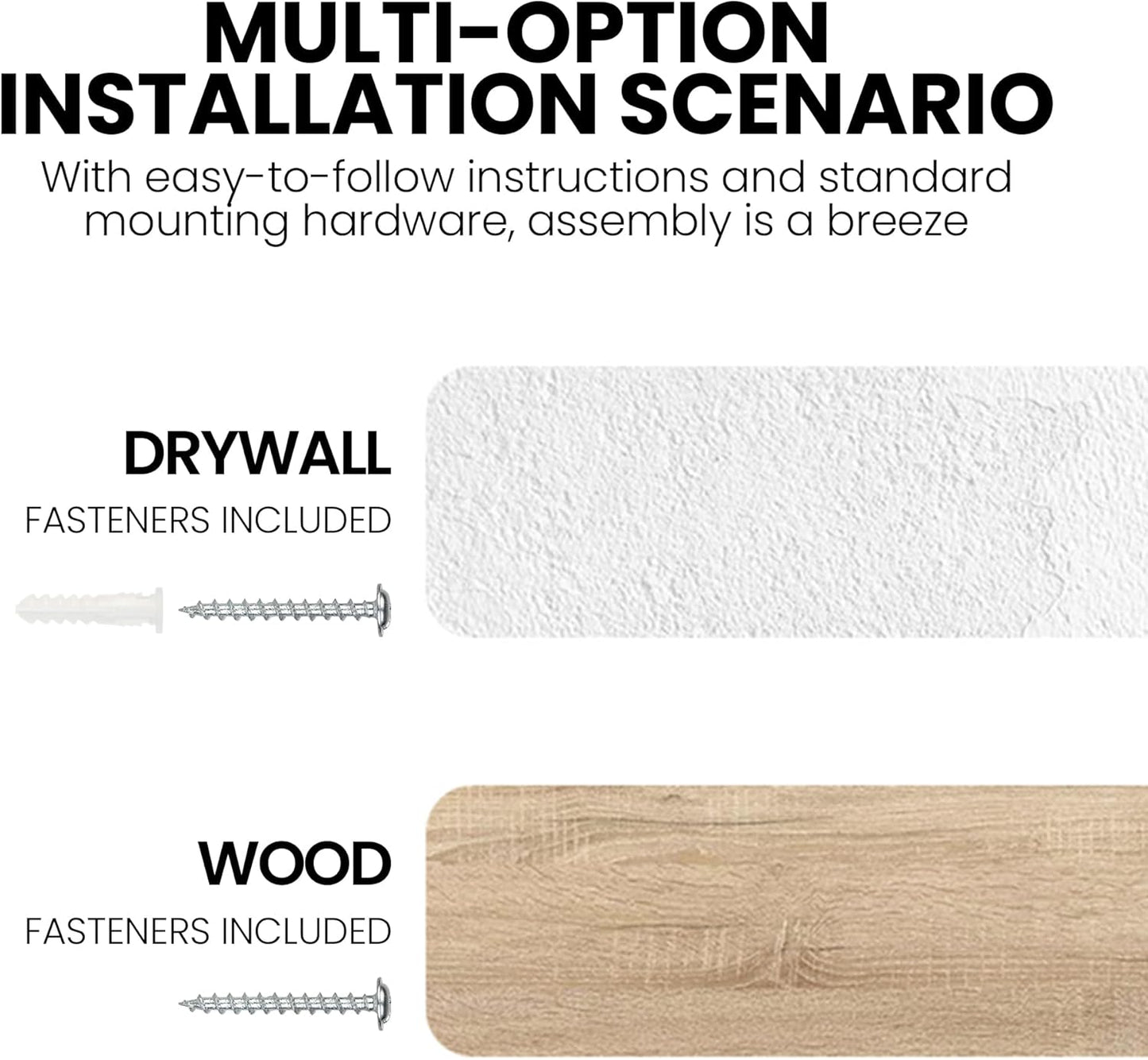 Fun Memories Floating Shelves for Wall Dec, 55"x8" Rustic Reclaimed Wood Shelves, Heavy-Duty Wall Mounted Shelves with Invisible Brackets for Living Room, Bedroom, Kitchen, Grey Finish