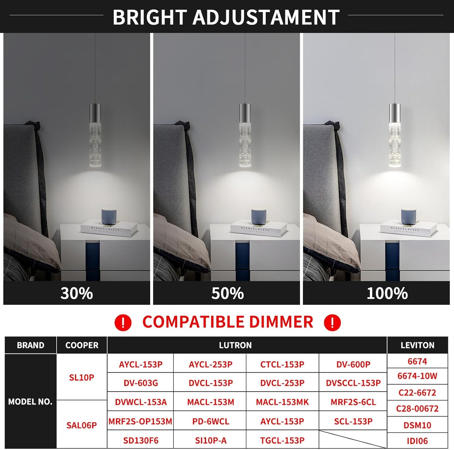 OKELI Modern Pendant Light,3 Color LED Bubble Crystal Island Light Fixtures,Chrome Mini Pendant Lighting for Kitchen Island,Bar,6W,3000-6000K,ETL