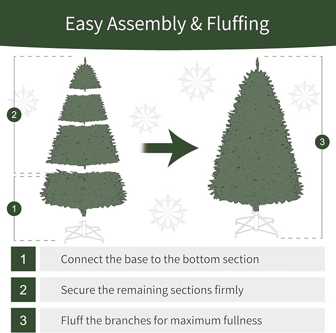 Puleo International 10ft Pre-Lit Fraser Fir Pencil Christmas Tree with 650 Clear Lights, 2436 Realistic Dense Branch Tips, Easy Setup Artificial Trees with Sturdy Metal Stand