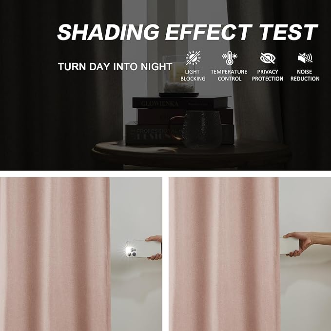 DUALIFE Pinch Pleated Full Blackout Curtains 108 Inches Long - Thermal Insulated Back Tab Blackout Curtains Panels for Girls Room Dining Room with Hooks (40 by 108 Inch, 2 Panels, Baby Pink)