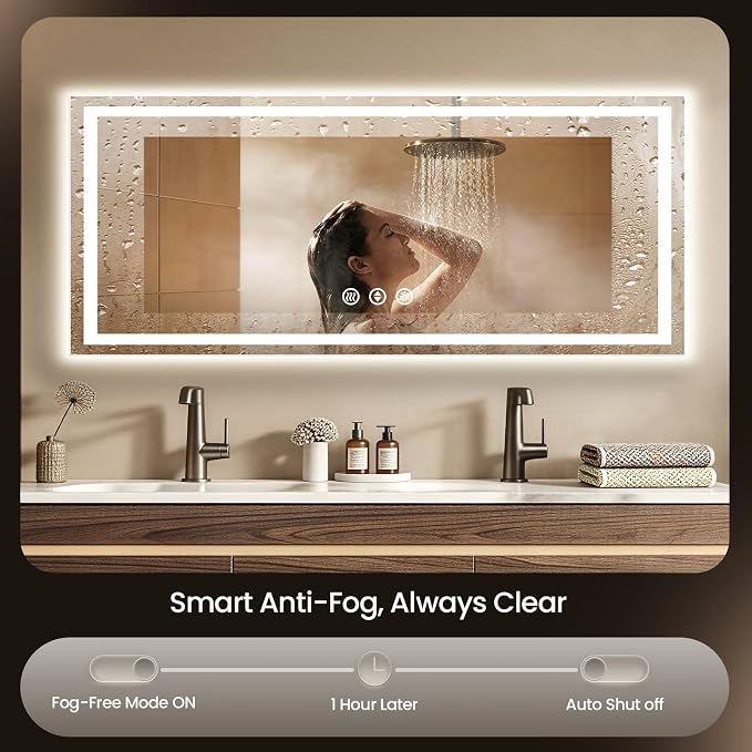 72X30 LED Bathroom Mirror with Lights, Anti-Fog, Backlit + Front Lit, Lighted Bathroom Vanity Mirror for Wall, Memory Function, Dimmable, Tempered Glass, Shatter-Proof