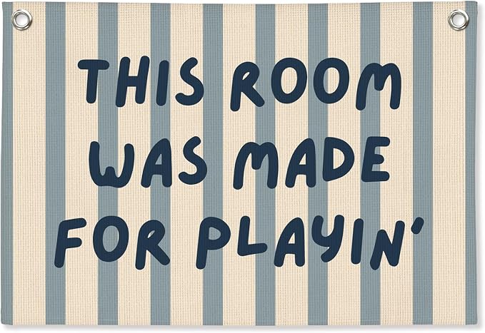 Playroom Wall Decor, This Room Was Made For Playin Linen Canvas Banner, Toddler Playroom Decor Kids Toy Room Nursery Wall Decor for Toddler Boys Bedroom, 30x20 Inch
