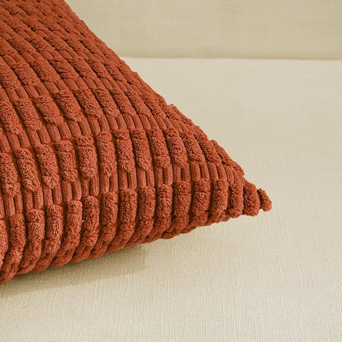 Fancy Homi 4 Packs Decorative Throw Pillow Covers for Living Room Couch Bed, Modern Farmhouse Boho Home Décor Accent Cushion Case, 24" x 24", Burnt Orange