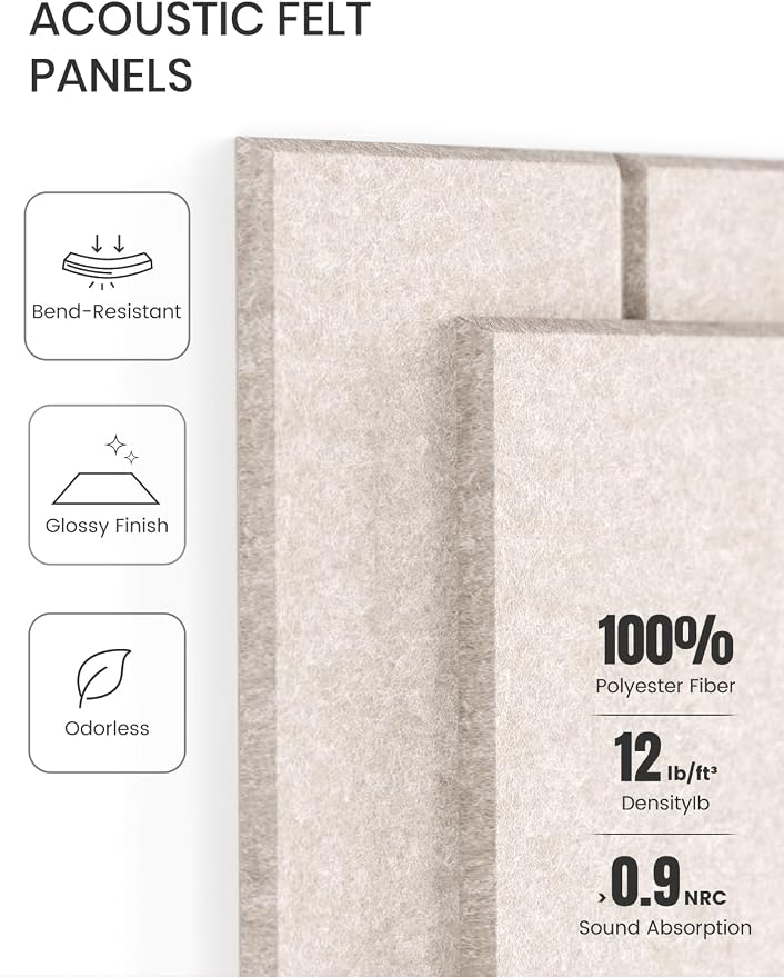Fluxynara Felt Bulletin Board Tiles Large 36" x 24" Cork Board Alternative-6 Pack with 32 Adhesive Tabs, Thick Slat Wall Panels for Office Decor, Push Pin Board Wall Organizer Alternative - Oatmeal