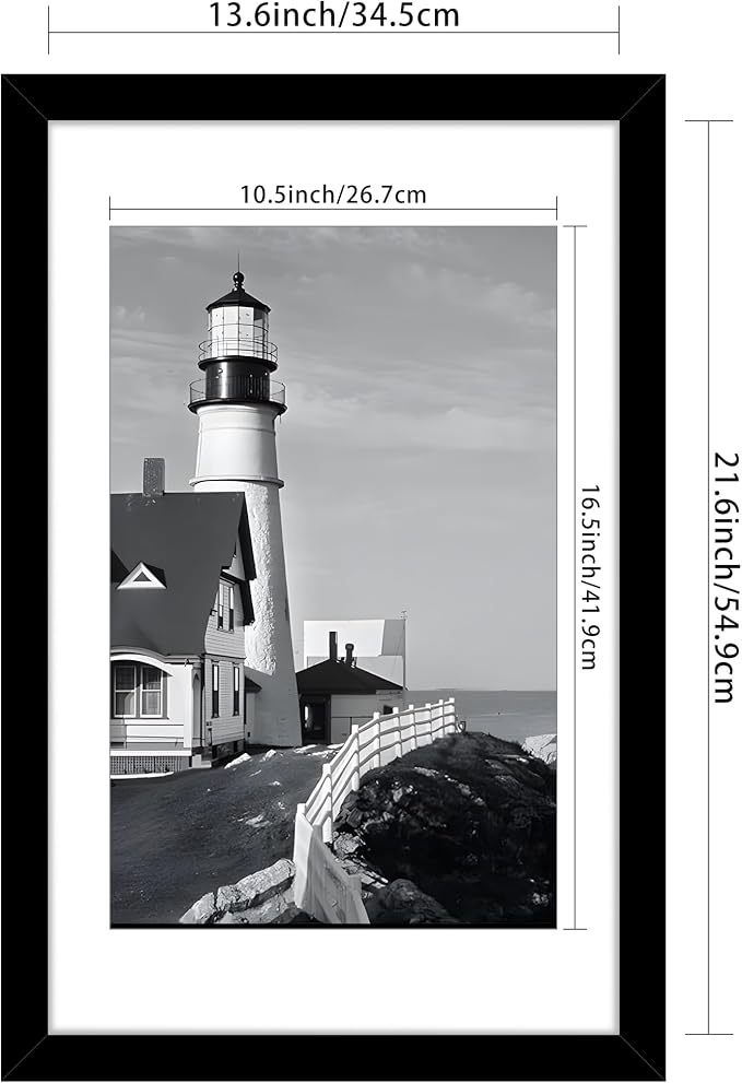 Picrit 14x22 Picture Frame 3 Pack, Black Poster Frame, Display Poster 11 x 17 with Mat or 14 x 22 without Mat for Horizontal or Vertical Wall Mounting