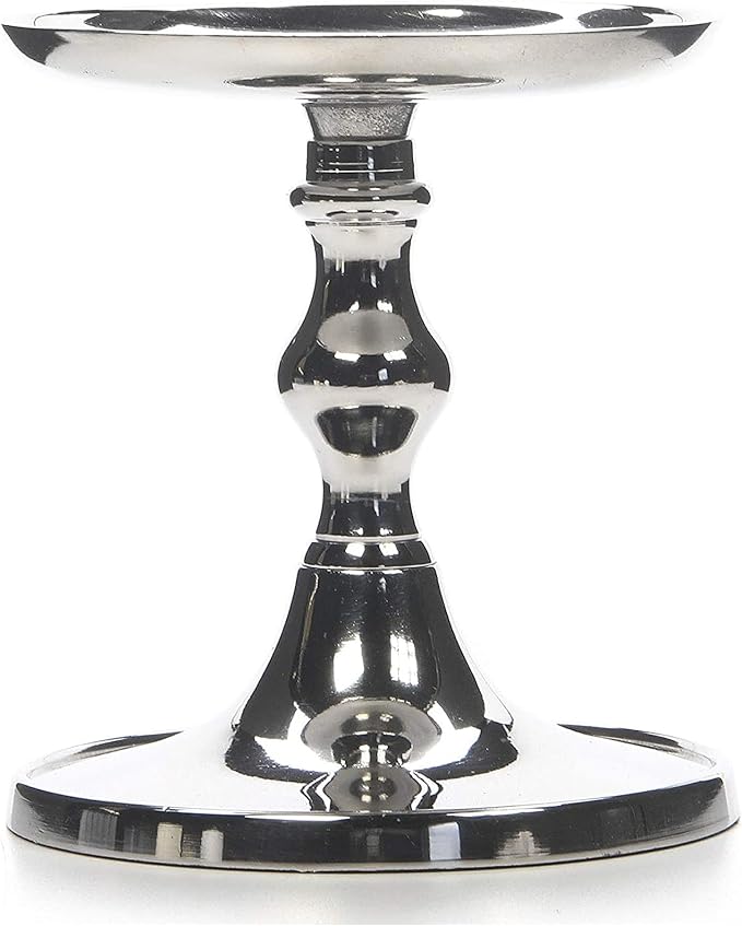 Hosley Aluminum Metal Decorative Pillar Candle Holder Silver Finish for Candles or Display, 5Inch High - Ideal for Weddings, Parties, Events, Home Decor, Gifts, Elegant