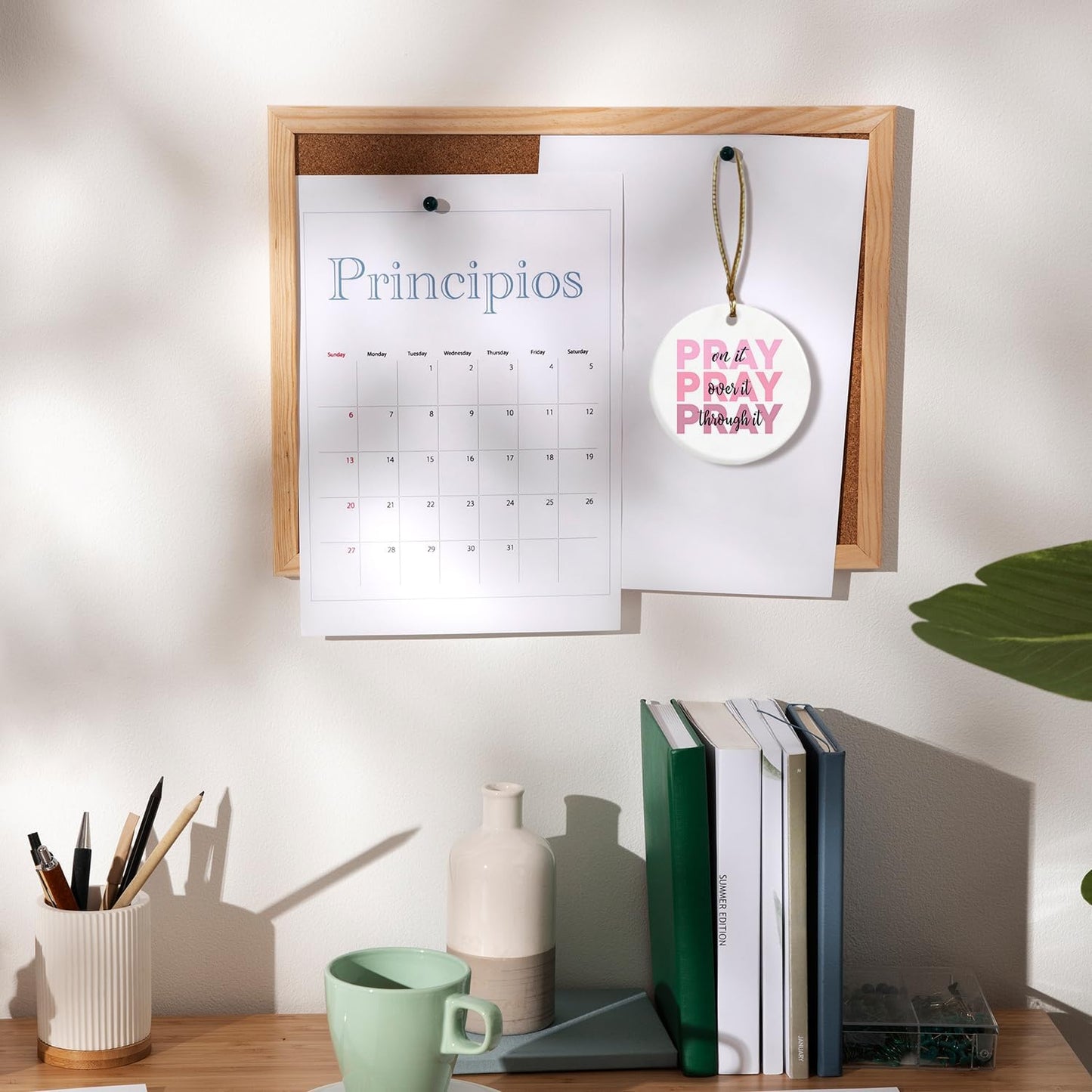 Christian Christmas Ornaments, Pray on It Pray Over it Pray Through It Scripture Religious Ceramic Christmas Xmas Ornament Keepsake Decorations, Christian Gifts for Women Teen Girls