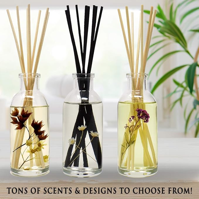Urban Naturals Reed Diffuser Set, Spring Clean - Bathroom Shelf Décor | Fresh, Crisp Fragrance of Lemon, Leafy Greens & Lavender, Essential Oil Room Scent Infuser with Reed Sticks, Made in the USA