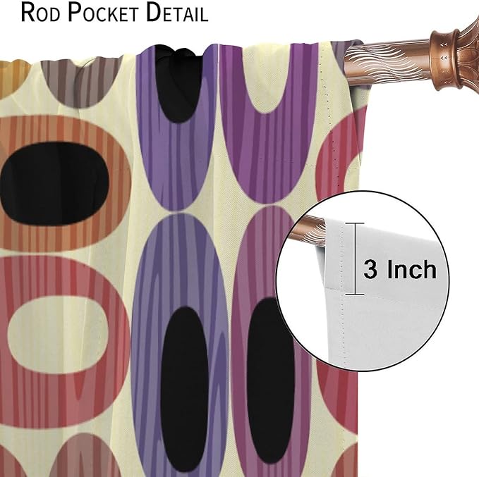JESTRONRY Abstract Modern Curtains,Mid Century Fifties Modern Retro Colors Pattern Room Darkening Thermal Insulated Window Curtain for Living Room Bedroom Kitchen Bathroom 42x54in