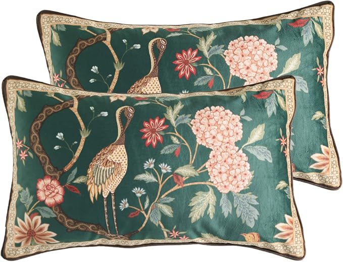 ISAENNE Designer French Velvet Throw Pillow Cover,Set of 2,20"x12"-Mitchell | Pillow Cover,Concealed Zipper Design,Dragonfly Pattern,Sofas,Bedroom,Living Room,Lounge Chairs,All Season Home Decor