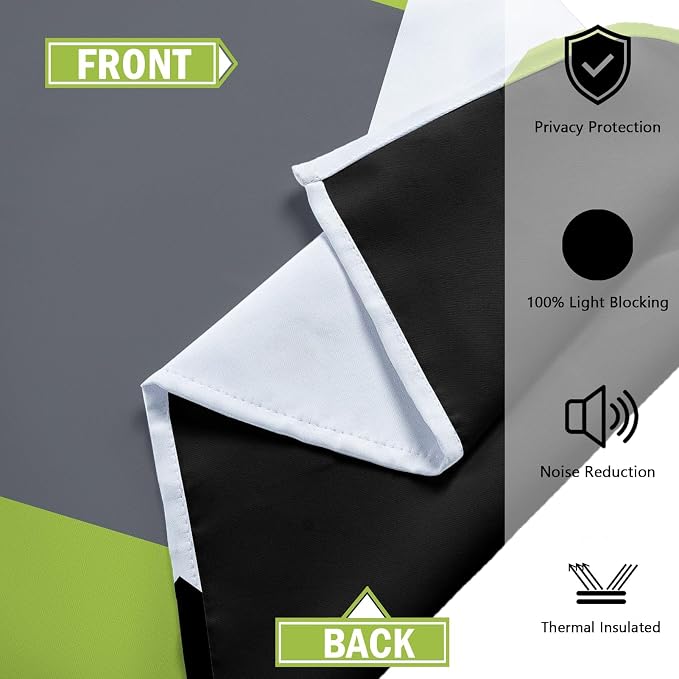 Tyrot Lime Green 100% Blackout Curtains for Bedroom 96 inch Length 2 Panels Set Light Fresh Modern Abstract Geometric Black Out Curtains Insulated Room Darkening Window Drapes for Living Room, 52Wx96L