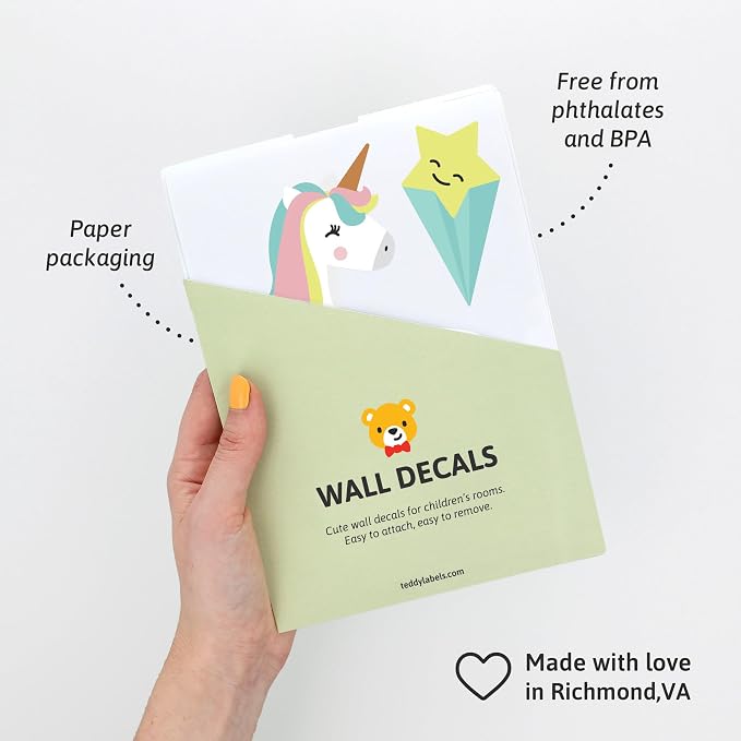 Removable Wall Decals for Kids Room – Peel and Stick Wall Stickers for Girls & Boys Bedroom, Playroom & Nursery – Easy to Apply Wall Decor - Unicorn Wall Decals