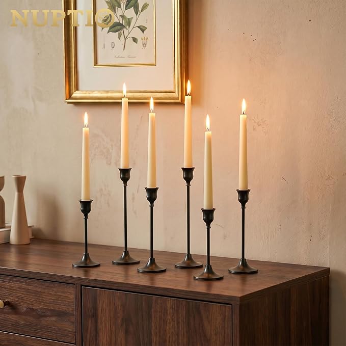 Nuptio Black Candlestick Holders 30 Pcs Candle Sticks Holder Metal Tapered Candle Holder Taper Candle Holders for Wedding Christmas Party Celebration Mantel Dinner Home Decoration