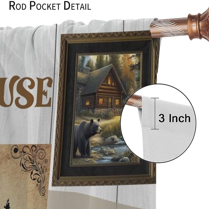 Hunting Bear Deer Blackout Curtains Vintage Rustic Farmhouse Lattice Forest Hunting Lodge Wood Wildlife Windows Treatments for Kitchen Farm Living Room Bedroom 84x84in