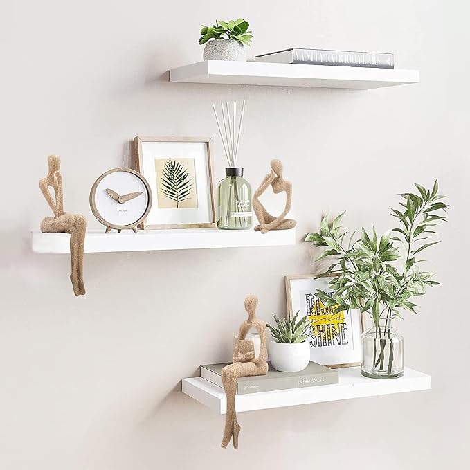 Prettidecor Sandstone Decor Thinker Statue Accents, Set of 3 Thinker Sculptures Office Decor Abstract Resin Decoration on Shelf Table Desk for Living Room Office Bedroom Bookshelf Decor (Large)