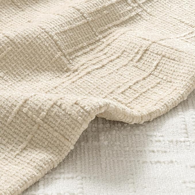 MIULEE Slubby Textured Decorative Throw Pillow Covers 20x20 Inch Set of 2 Boho Farmhouse Soft Cozy Chenille Pillows Cushion Cases Modern Neutral Home Decor for Couch Sofa Bed Living Room, Beige