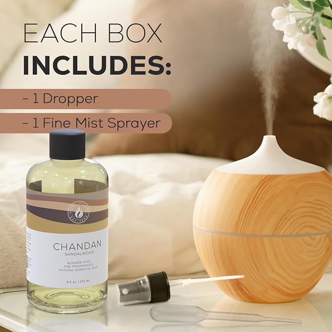 Aroma Country Chandan Luxury Diffuser Oil Refill (8.5 Fl Oz) | Hotel-Inspired • Long-Lasting Home Fragrance • for Aromatherapy, Reed Diffusers, Diffuser Machines & Room Sprays