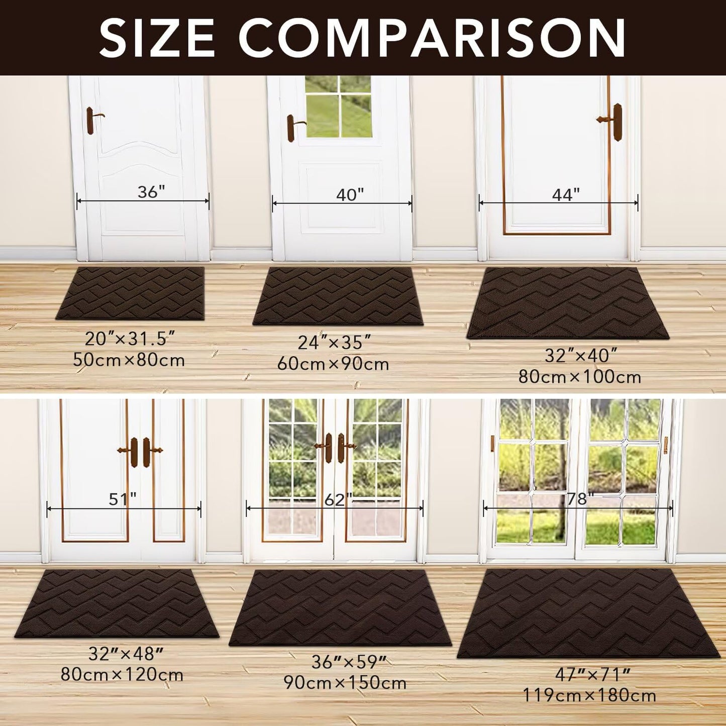 hicorfe Indoor Doormat, Odor-Free Door mat, Non Slip Door Mats 20"x31.5" Absorbent Resist Dirt Entrance Inside Floor Mats for Entryway Washable Low-Profile(Coffee)