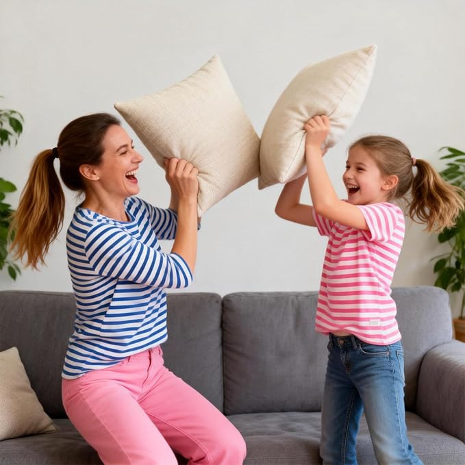 18x18 Throw Pillow for Couch,Living Room Pillows,Couch Pillows Set of 2,Cream