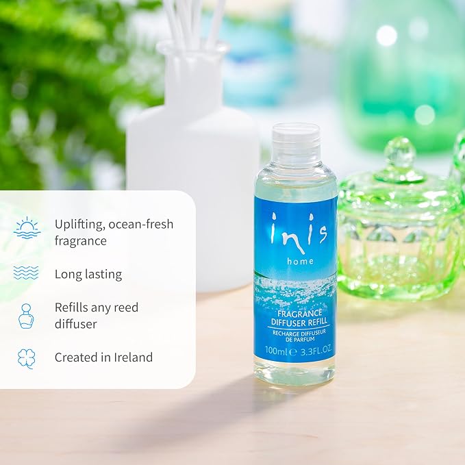 Inis the Energy of the Sea - Reed Diffuser Oil Refill, 3.3 fl oz | Ocean Fresh Reed Diffuser Oil Refill, Long Lasting Aquatic Home Fragrance