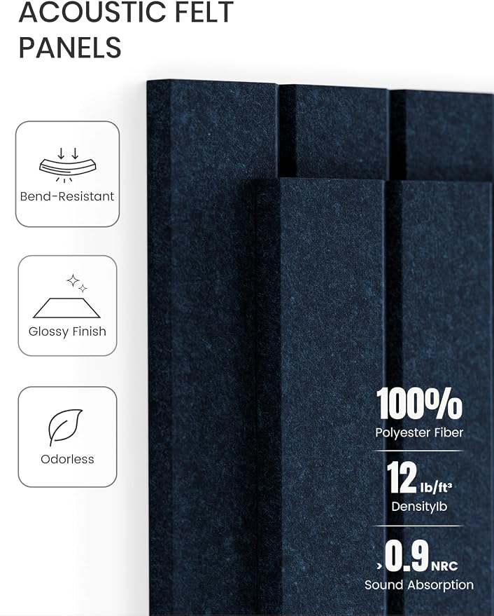 Fluxynara Large Felt Bulletin Board 36"x24" Cork Board Alternative - 6 Pack with 32 Safe Removable Adhesive Tabs, Cork Boards for Walls Pin Board for Home Office Classroom Felt Board-Carbon Blue