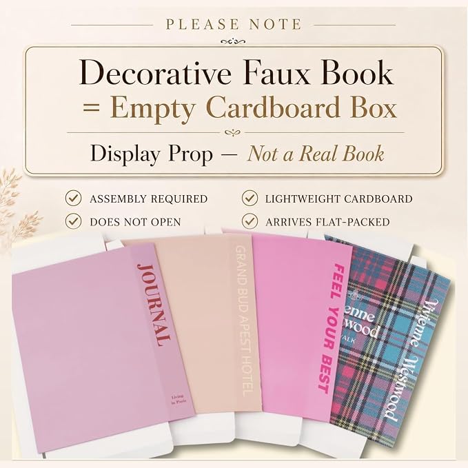 PROBENEX 4 Pcs Decorative Books | Faux Velvet Coffee Table & Shelf Decor | Rich Moody Look for Living Room, Office and Entryway - Not Real, Tool-Free 2-Min Setup