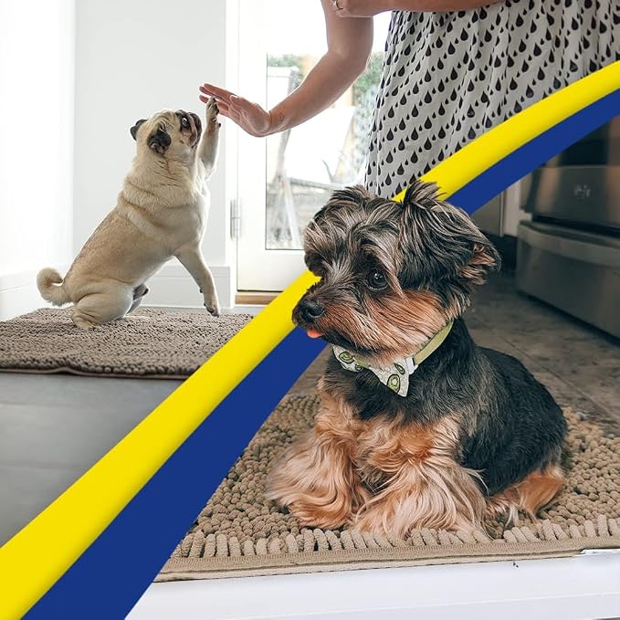 Muddy Mat® | Super Water Absorbent Door Mat Indoor, Microfiber Quick Dry Chenille Entryway Rug, Slip Resistant Front Door Mat, Indoor Mats for Entryway, Machine Washable Pet Rug, Taupe 20" x 33"