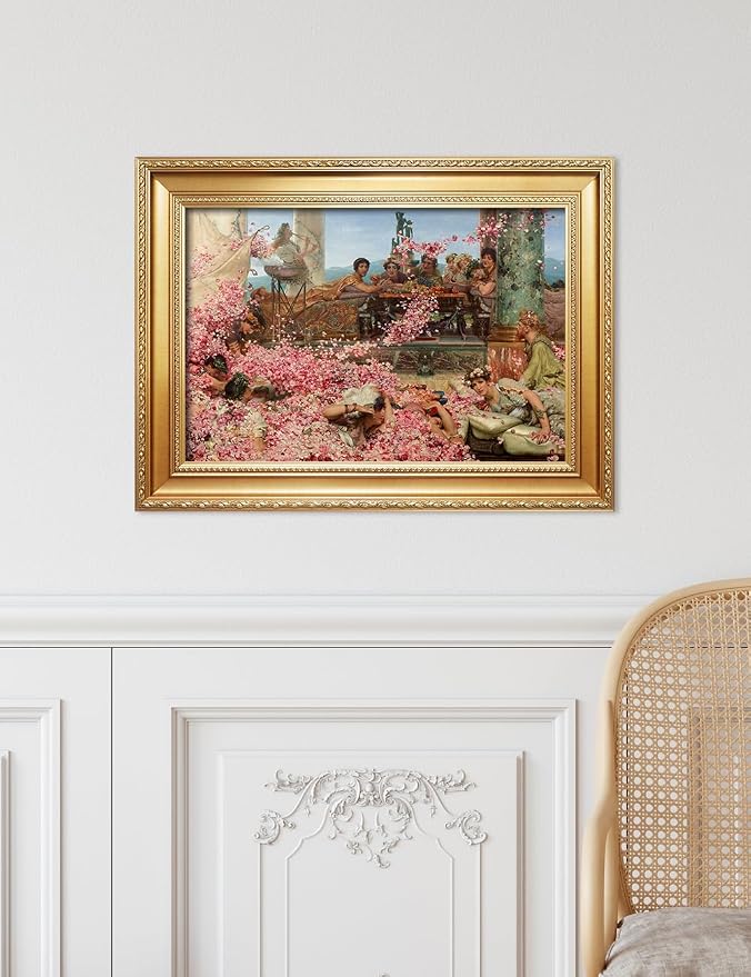 DECORARTS - The Roses of Heliogabalus by Lawrence Alma-Tadema. Oil Painting Reproduction, Giclee Print on Canvas. Ready to Hang,Wall Art for Home and Office Decor. Total Size w/Frame: 21.25x15.25