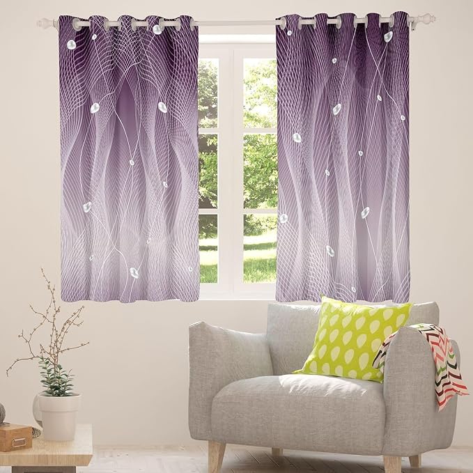 jejeloiu Purple Darkening Drapes Kids Ombre Strip Lines Curtains for Bedroom Living Room Gradient Style Pearl Blackout Curtains for Women Men Lightweight Abstract Window Treatments s