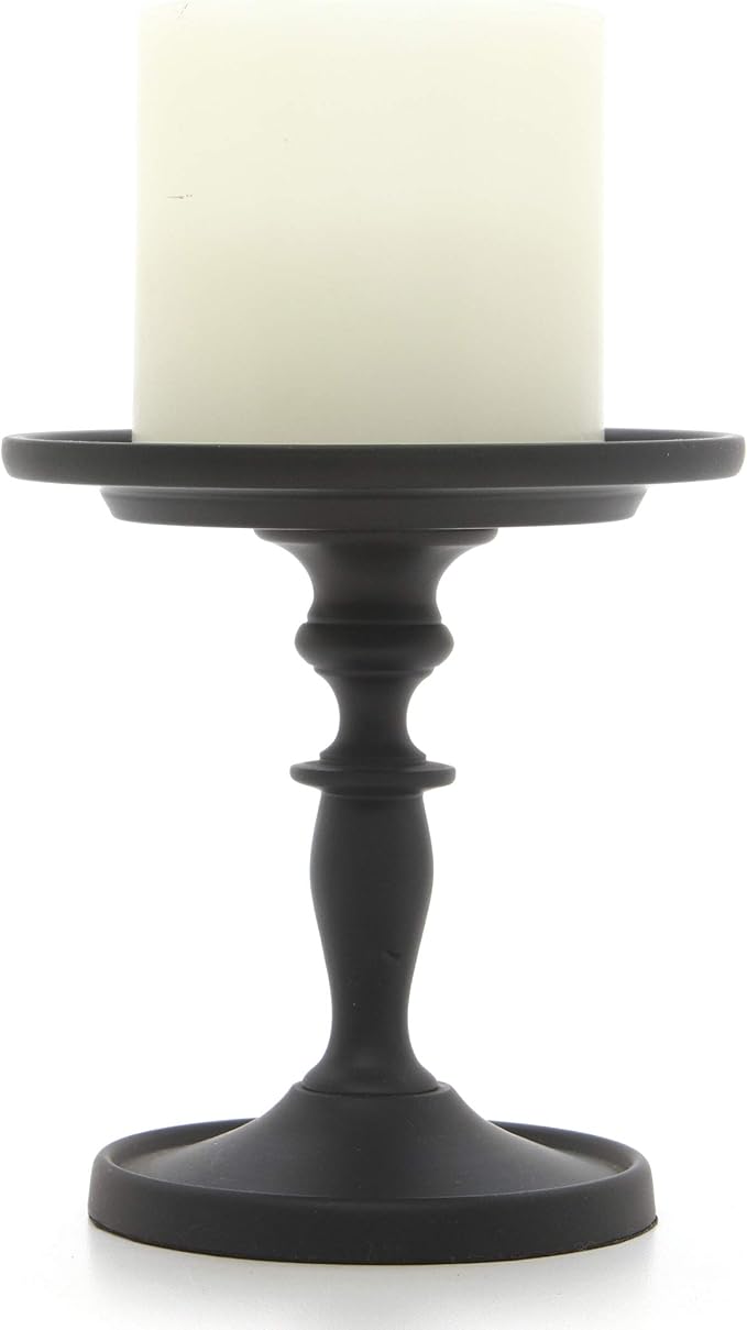 Hosley Set of 2 Black Pillar Holder 4.75 Inch High. Ideal Gift for Wedding Party Special Occasion or as a Candle Holder. W1