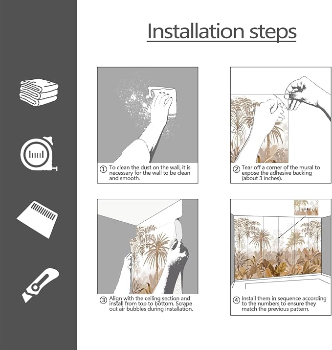 YQWDMX - Vintage Jungle Peel and Stick Wallpaper murals for Bedroom ZY18 M