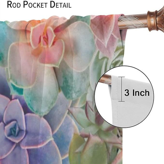 Boho Cactus Floral Curtain Tropical Colorful Succulent Plants Beautiful Flower Retro for Home Kitchen Restaurant Decoration Drapes 2 Panels 42x45 Inch, Style-5