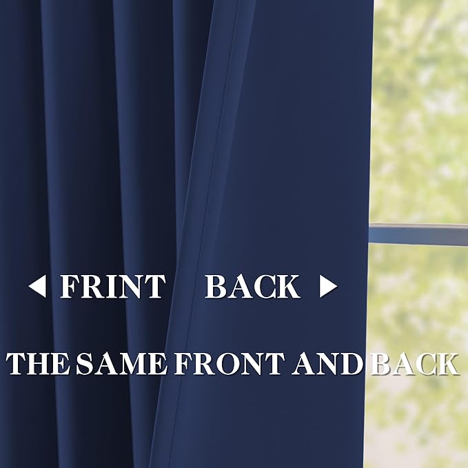 DONREN Navy Pinch Pleated Blackout Curtains with Hooks - 94 inch Length Room Darkening Thermal Insulated Window Curtain Panels for Living Room Bedroom 2 Panel 40" Wx94 L