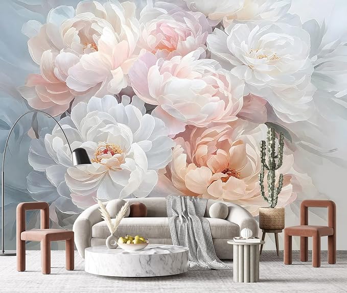 YQWDMX - Large Peony Flower Peel and Stick Wallpaper wall Paintings for Bedroom ZY09 XL