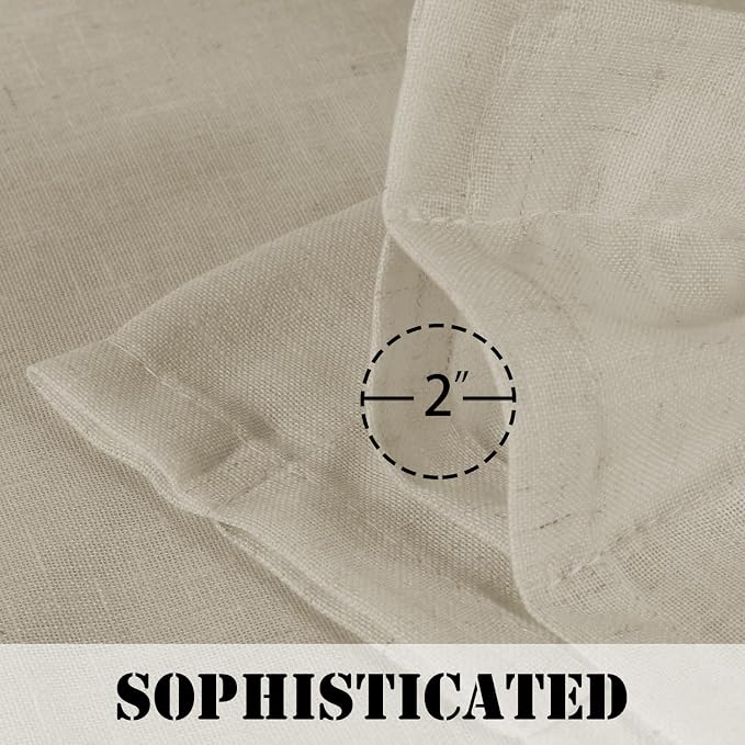 H.VERSAILTEX Linen Curtains Elegant Natural Linen Semi Sheer Curtains Energy Light Filtering Rod Pocket Window Treatments Panels for Living Room (Set of 2, Castle Wall, 52 inch W X 54 inch L)