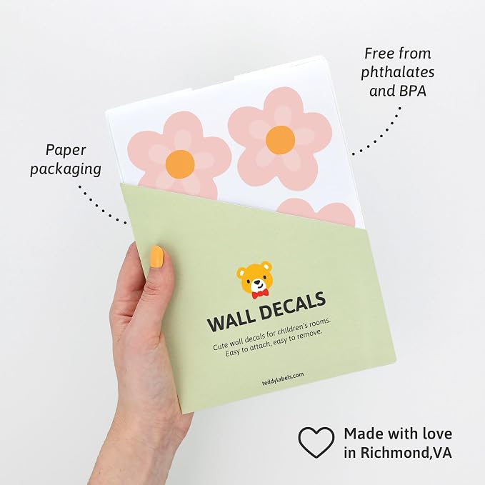 Teddylabels - Wildflowers - Easy-to-Apply & Removable Wall Stickers: Transform Your Toddlers Bedroom with Durable, Vibrant Peel-and-Stick Wall Decor – Stickers for Kids