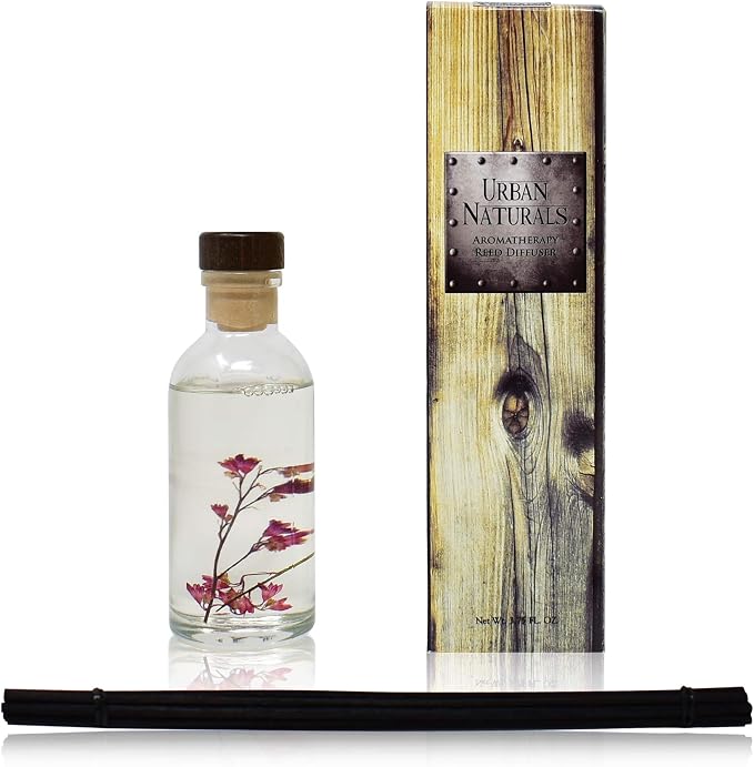 Urban Naturals Reed Diffuser Set, Amber & Lavender - Bathroom Shelf Décor | (AWAKEN and RENEW) Mind & Body Aromatherapy Collection, Essential Oil Botanical Diffusing Room Scent