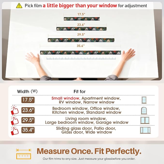 Window Privacy Film, Stained Glass Static Cling Rainbow Stickers 17.5" x 118"Decorative Lattice Window Film Removable with Tools, UV Block Heat Control 3D Vinyl Covering Non-Adhesive for Home Door