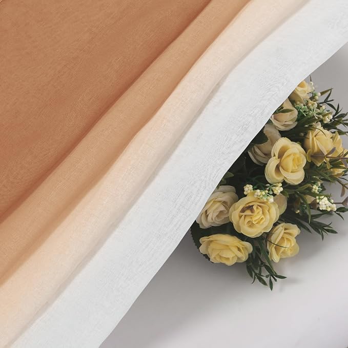 DWCN Ombre Sheer Curtains - 84 inches Long Faux Linen Gradient Semi Voile Curtains for Bedroom and Living Room, Set of 2 Grommet Top Window Curtain Panels, 42 x 84 Inches Long, Burnt Ochre